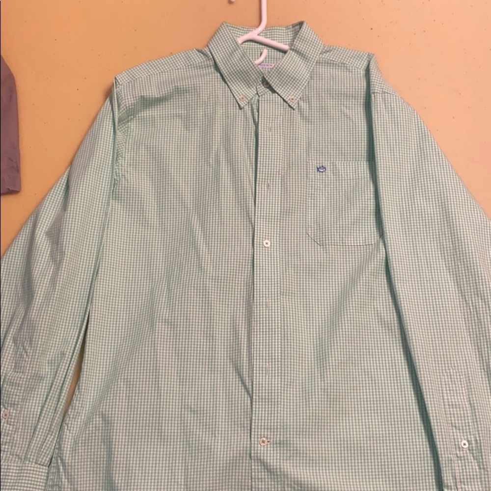 Green Checked Southern Tide Button Down (Medium)